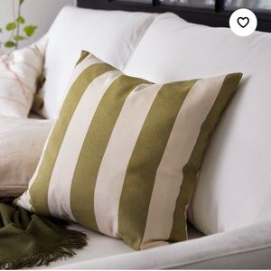 NWT Ikea Hildamaria 20x20 Pillow Cover Zipper Green Cream Strip